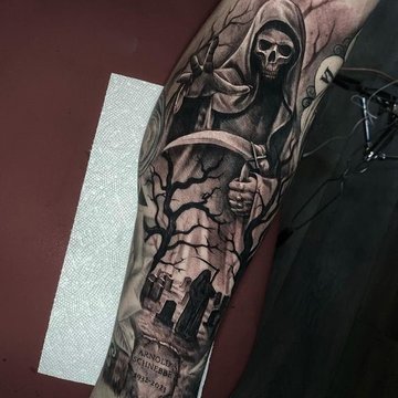 tetovací skica Smrt s kosou